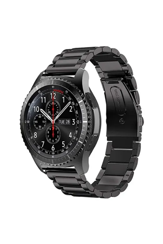 Techaks TCHS-13694 Galaxy Watch 42Mm (20Mm) Uyumlu Krd-04 Metal Zore Kordon-Siyah