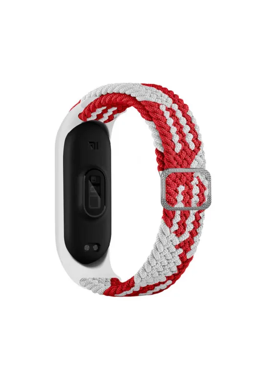 Techaks TCHS-18935 Xiaomi Mi Band 4 Uyumlu Krd-49 Örgü Zore Kordon-Kırmızı-Beyaz