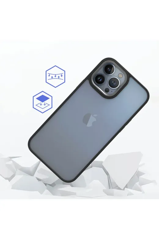 Techaks TCHS-22338 Iphone 13 Pro Max Kılıf Metal Kamera Çıkıntılı Kenarları Renkli Şeffaf Kapak Flora-Kırmızı