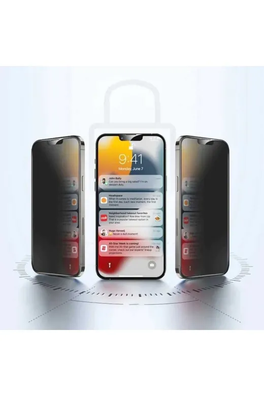Techaks TCHS-22746 Iphone 13 Uyumlu Davin 5D Privacy Cam Zore Ekran Koruyucu