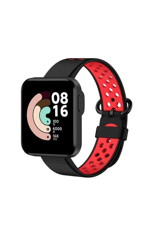 Techaks TCHS-23527 Xiaomi Redmi Watch 2 Lite Krd-02 Uyumlu Zore Kordon-Siyah-Kırmızı