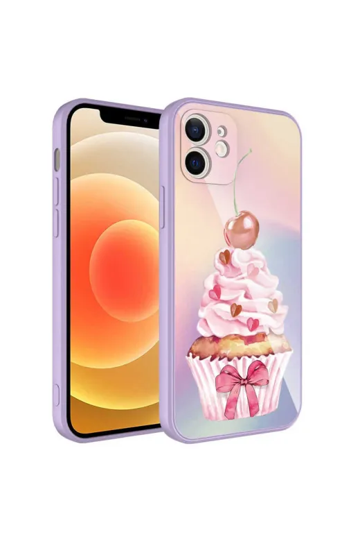Techaks TCHS-23674 Iphone 12 Uyumlu Kamera Korumalı Desenli Sert Silikon Zore Epoksi Kılıf-No11