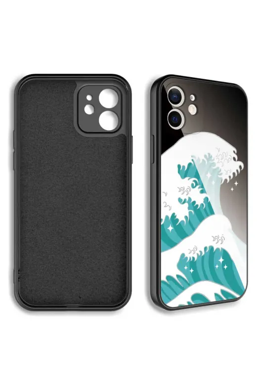 Techaks TCHS-23674 Iphone 12 Uyumlu Kamera Korumalı Desenli Sert Silikon Zore Epoksi Kılıf-No11