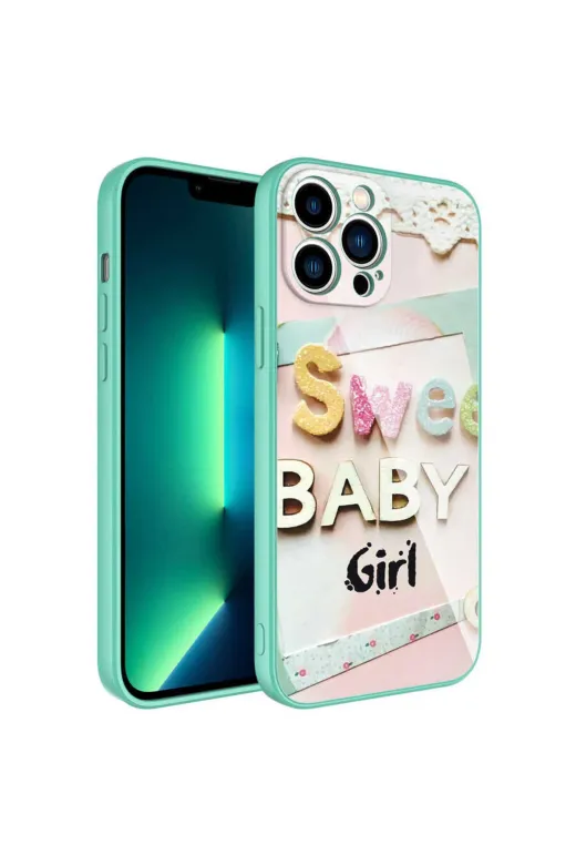 Techaks TCHS-23677 Iphone 13 Pro Max Uyumlu Kamera Korumalı Desenli Sert Silikon Zore Epoksi Kılıf-No5