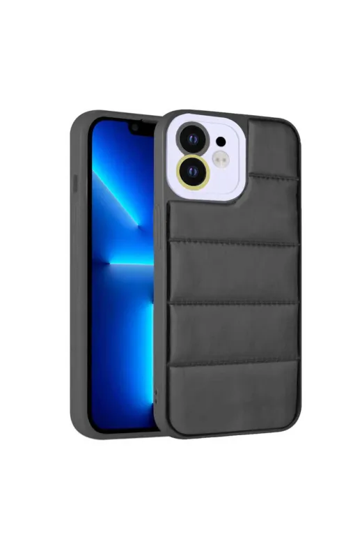Techaks TCHS-23797 Iphone 12 Uyumlu Kamera Korumalı Aihttgli Renkli Zore Seksek Kılıf-Siyah