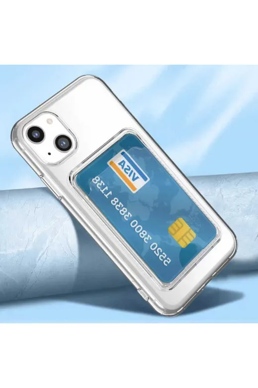 Techaks TCHS-24230 Iphone 14 Uyumlu Kartlıklı Şeffaf Zore Setra Clear Silikon Kılıf-Renksiz