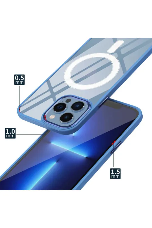 Techaks TCHS-24361 Iphone 14 Uyumlu Wireless Şarj Özellikli Zore Krom Magsafe Silikon Kılıf-Siyah