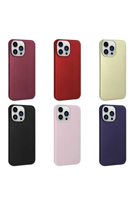 Techaks TCHS-24651 Iphone 14 Pro Uyumlu Yumuşak Dokulu Renkli İnce Silikon Soft Kapak Premier-Siyah
