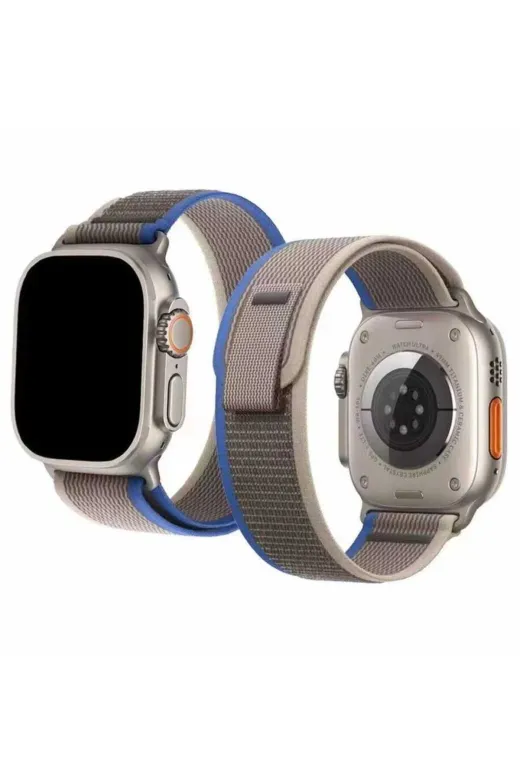 Techaks TCHS-24700 Watch 7 45Mm Uyumlu Krd-77 Hasır Zore Kordon-Gri-Mavi