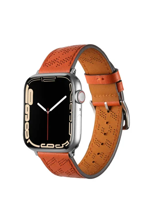 Techaks TCHS-25333 Watch 7 45Mm Uyumlu Krd-76 Pu Deri Kordon Strap Kayış Clo- Turuncu