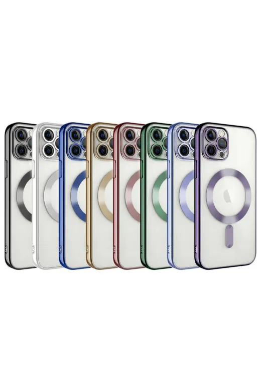 Techaks TCHS-25438 Iphone 12 Pro Uyumlu Kamera Korumalı Magsafe Wireless Şarj Özellikli Zore Demre Kılıf-Siyah