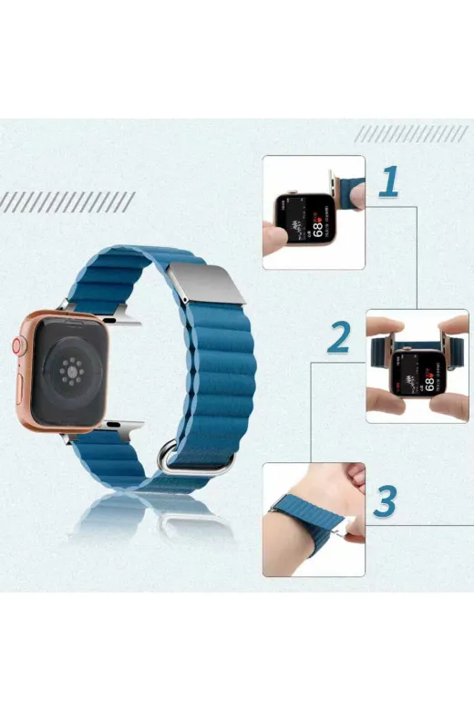 Techaks TCHS-25621 Watch 42Mm Uyumlu Krd-78 Pu Deri Kordon Strap Kayış Clo- Mavi