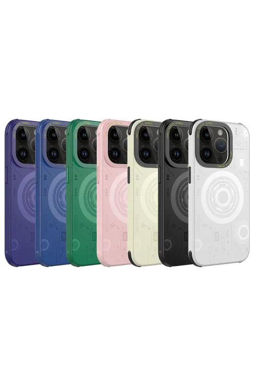 Techaks TCHS-26494 Iphone 14 Pro Uyumlu Zore Wireless Şarj Özellikli Desenli Hot Kılıf-Koyu Yeşil