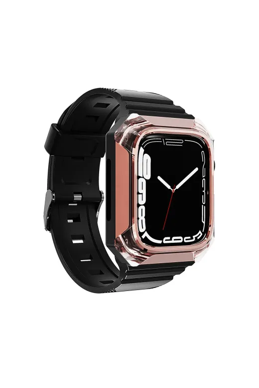 Techaks TCHS-27279 Watch 38Mm Uyumlu Krd-88 Sert Pc Kasa Koruyuculu Uyumlu Zore Kordon-Rose Gold