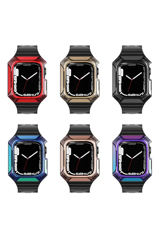 Techaks TCHS-27280 Watch 40Mm Uyumlu Krd-88 Sert Pc Kasa Koruyuculu Uyumlu Zore Kordon-Mor