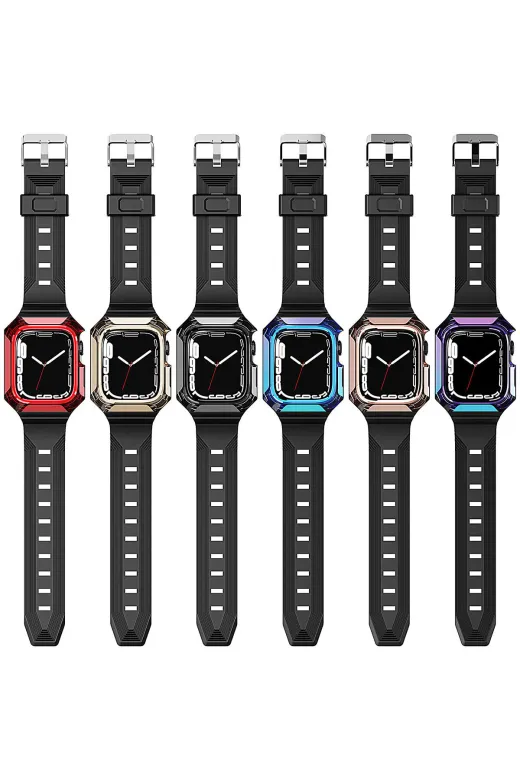 Techaks TCHS-27281 Watch 7 41Mm Uyumlu Krd-88 Sert Pc Kasa Koruyuculu Uyumlu Zore Kordon-Mor