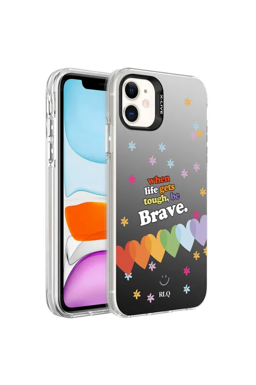 Techaks TCHS-27923 Iphone 11 Uyumlu Desenli Zore Silver Sert Kılıf-Kalp