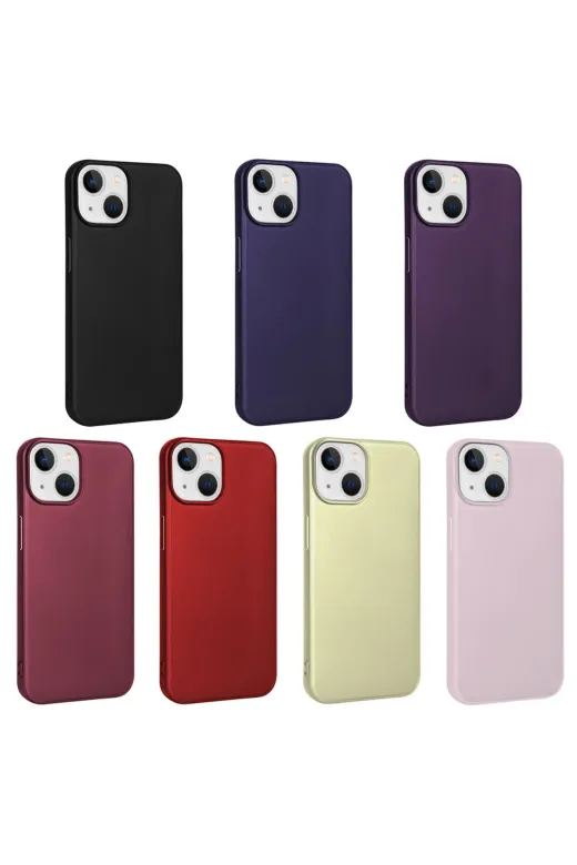 Techaks TCHS-28327 Iphone 15 Plus Uyumlu Yumuşak Dokulu Renkli İnce Silikon Soft Kapak Premier-Mürdüm