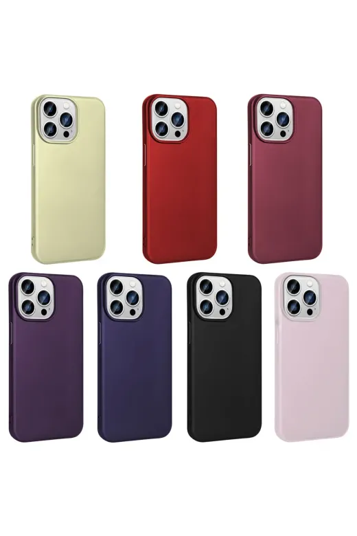 Techaks TCHS-28328 Iphone 15 Pro Max Uyumlu Yumuşak Dokulu Renkli İnce Silikon Soft Kapak Premier-Derin Mor
