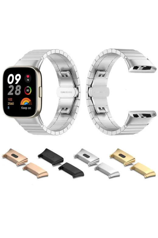 Techaks TCHS-28592 Xiaomi Redmi Watch 3 Metal Kordon Dönüştürücü Clo- Gold