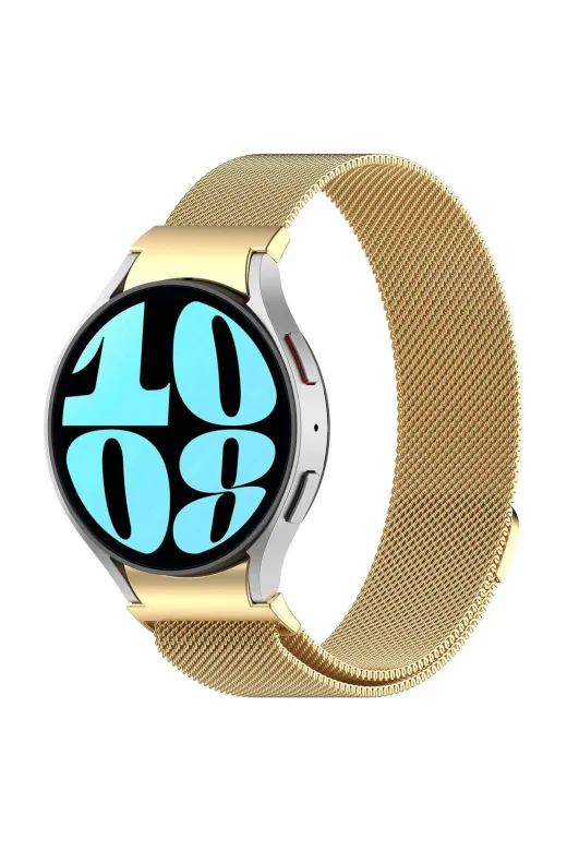 Techaks TCHS-28848 Galaxy Watch 6 Classic 47Mm Uyumlu Krd-01 Metal Zore Kordon-Pale Gold