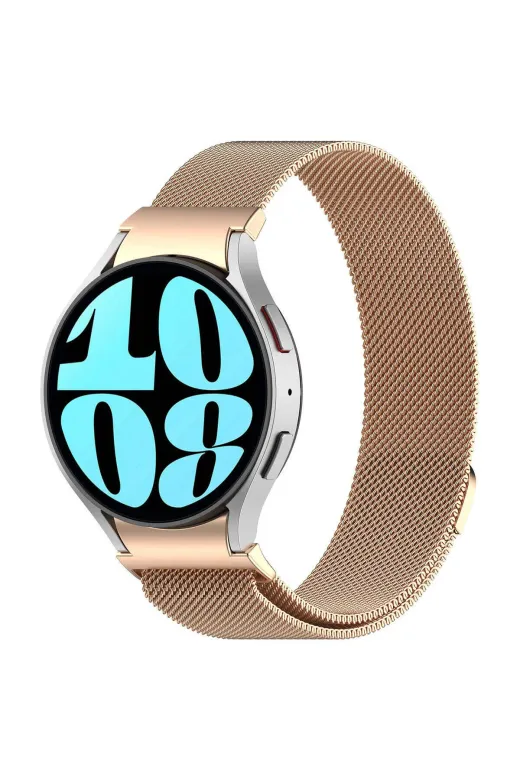 Techaks TCHS-28848 Galaxy Watch 6 Classic 47Mm Uyumlu Krd-01 Metal Zore Kordon-Pale Gold
