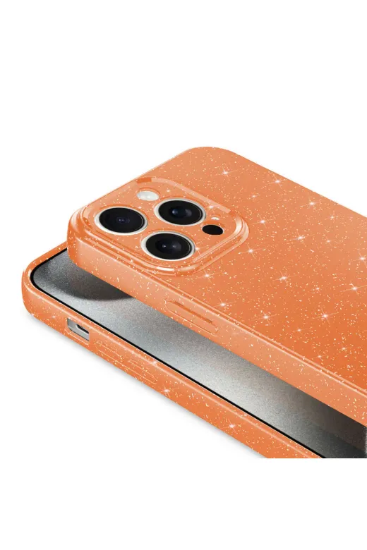 Techaks TCHS-29579 Iphone 15 Pro Max Uyumlu Kamera Korumalı Simli Lüks Zore Koton Kılıf-Gri