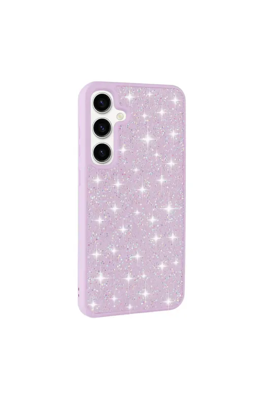 Techaks TCHS-30663 Galaxy S24 Uyumlu Parlak Taşlı Tasarım Pırlanta Zore Kılıf-Lila