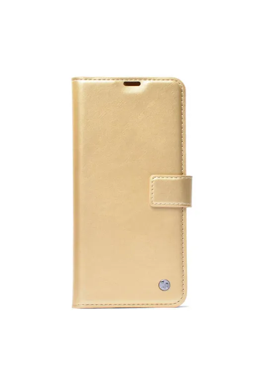 Techaks TCHS-31149 Poco C65 Kılıf Zore Kar Deluxe Kapaklı Kılıf-Gold