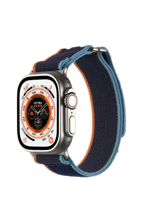 Techaks TCHS-31951 Apple Watch Ultra 49Mm Hasır Kordon Zore Krd-106 Strap Kayış-Siyah