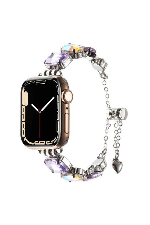 Techaks TCHS-32252 Apple Watch Ultra 49Mm Zore Krd-115 Renkli Taş Tasarımlı Kordon-Lila