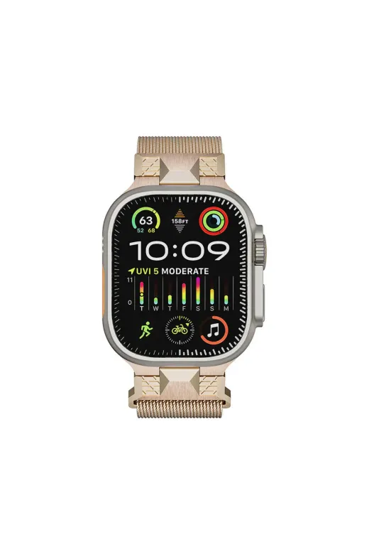 Techaks TCHS-32381 Apple Watch Ultra 49Mm Zore Krd-107 Metal Hasır Kordon-Starlight