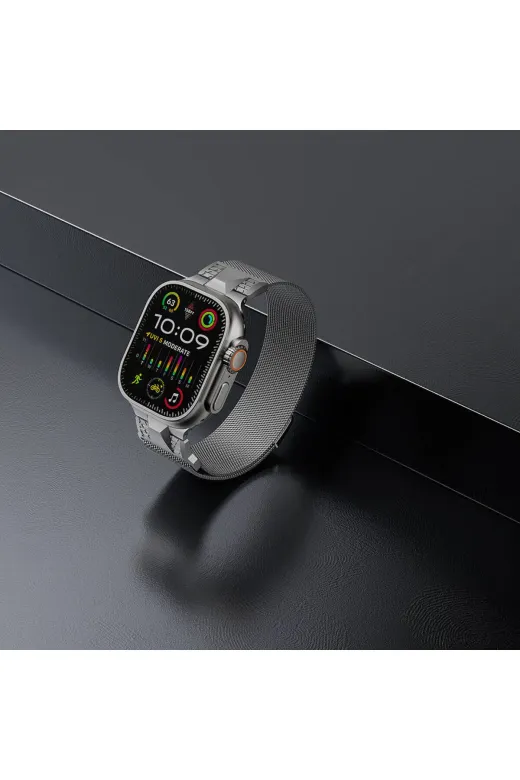 Techaks TCHS-32381 Apple Watch Ultra 49Mm Zore Krd-107 Metal Hasır Kordon-Starlight