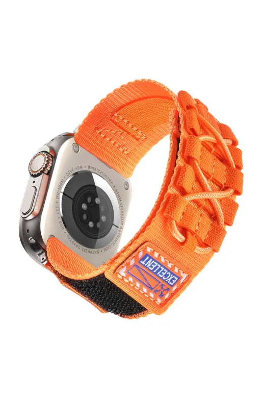 Techaks TCHS-32526 Apple Watch 7 45Mm Zore Krd-112 Orbital Örgülü Halat Tasarımlı Naylon Kumaş Hasır Kordon-Gri