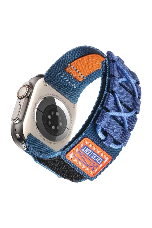 Techaks TCHS-32526 Apple Watch 7 45Mm Zore Krd-112 Orbital Örgülü Halat Tasarımlı Naylon Kumaş Hasır Kordon-Gri