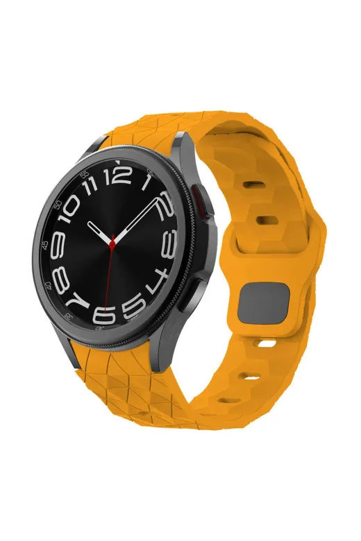 Techaks TCHS-32941 Galaxy Waych 5 44Mm Zore Krd-116 20Mm Futbol Desenli Spor Tasarımlı Silikon Kordon-Sarı