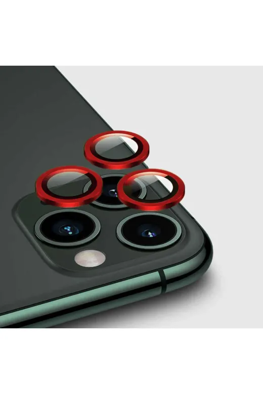 Techaks TCHS-CL-02-iPhone 12 Pro Iphone 12 Pro Uyumlu Zore Cl-02 Kamera Koruyucu-Kırmızı