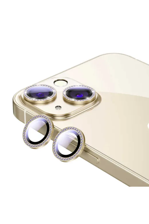Techaks TCHS-CL-06-iPhone 13 Iphone 13 Uyumlu Zore Cl-06 Kamera Koruyucu-Gold
