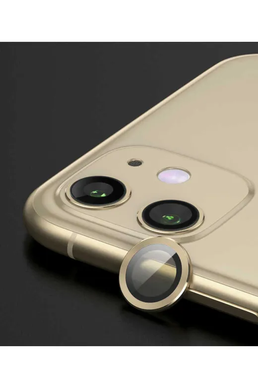 Techaks TCHS-CL-07-iPhone 12 Iphone 12 Uyumlu Zore Cl-07 Kamera Koruyucu-Gold