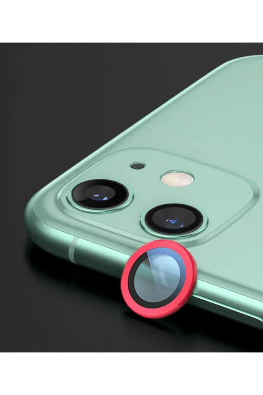 Techaks TCHS-CL-07-iPhone 12 Mini Iphone 12 Mini Uyumlu Zore Cl-07 Kamera Koruyucu-Kırmızı