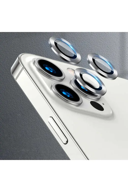 Techaks TCHS-CL-07-iPhone 13 Pro Max Iphone 13 Pro Max Uyumlu Zore Cl-07 Kamera Koruyucu-Gümüş