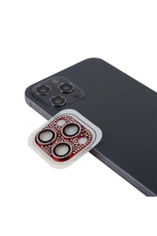 Techaks TCHS-CL-08-iPhone 11 Pro Iphone 11 Pro Uyumlu Zore Cl-08 Kamera Koruyucu-Kırmızı