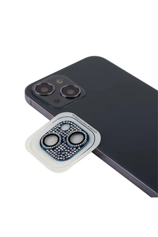 Techaks TCHS-CL-08-iPhone 13 Iphone 13 Uyumlu Zore Cl-08 Kamera Koruyucu-Mavi