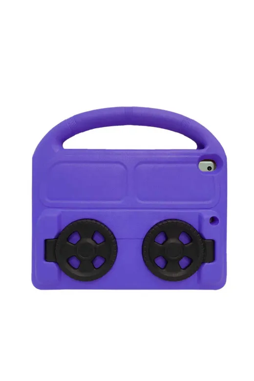 Techaks TCHS20606 Ipad 10.2 (9.nesil)  Uyumlu Zore Wheel Car Tekerlek Standlı Tablet Eva Silikon Kılıf-Mor
