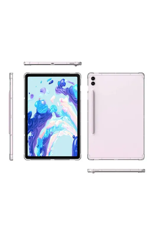 Techaks TCHS29812 Galaxy Tab S9 Ultra Kılıf  Uyumlu Zore Tablet Nitro Anti Shock Silikon Kapak-Renksiz
