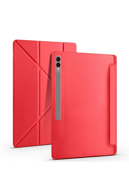 Techaks TCHS29818 Galaxy Tab S9 Ultra Kılıf  Uyumlu Zore Tri Folding Kalem Bölmeli Standlı Kılıf-Lacivert