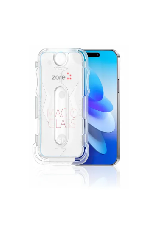 Techaks TCHS29888 Iphone 15 Plus Uyumlu Zore Kolay Uygulama Aparatlı 5D Magic Glass Cam Ekran Koruyucu