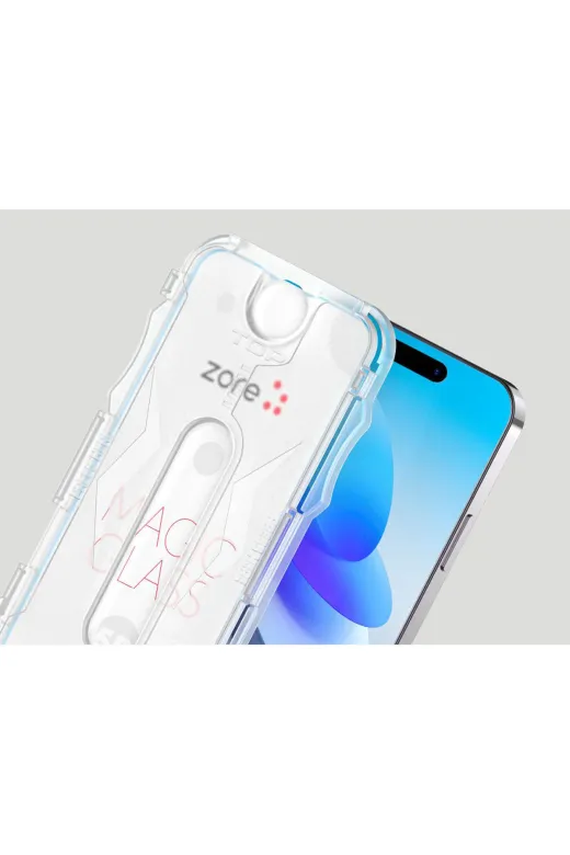 Techaks TCHS29888 Iphone 15 Plus Uyumlu Zore Kolay Uygulama Aparatlı 5D Magic Glass Cam Ekran Koruyucu