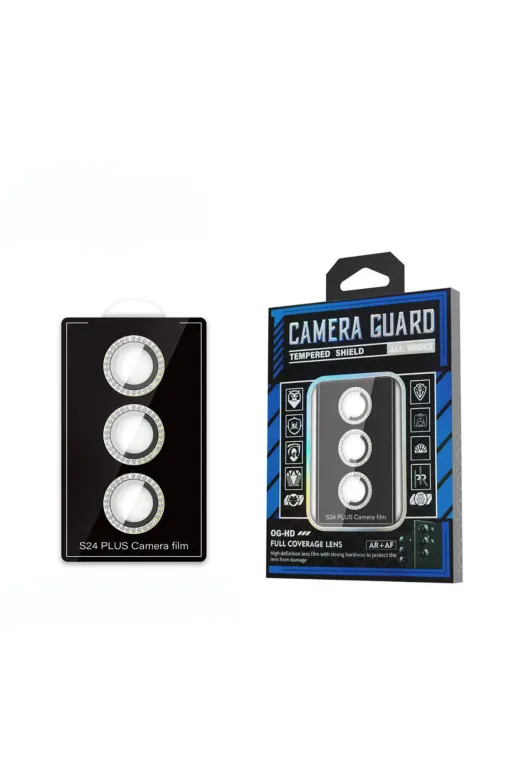 Techaks TCHS30967 Galaxy S24 Plus Zore Diamond Kamera Lens Koruyucu Cam Filmi-Sarı