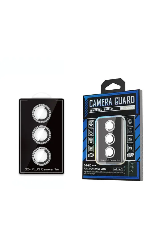 Techaks TCHS30967 Galaxy S24 Plus Zore Diamond Kamera Lens Koruyucu Cam Filmi-Siyah